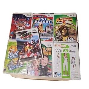 7 Wii Kart Racer Pets Resort Cars Wii Fit Plus Video Games Bulk Lot